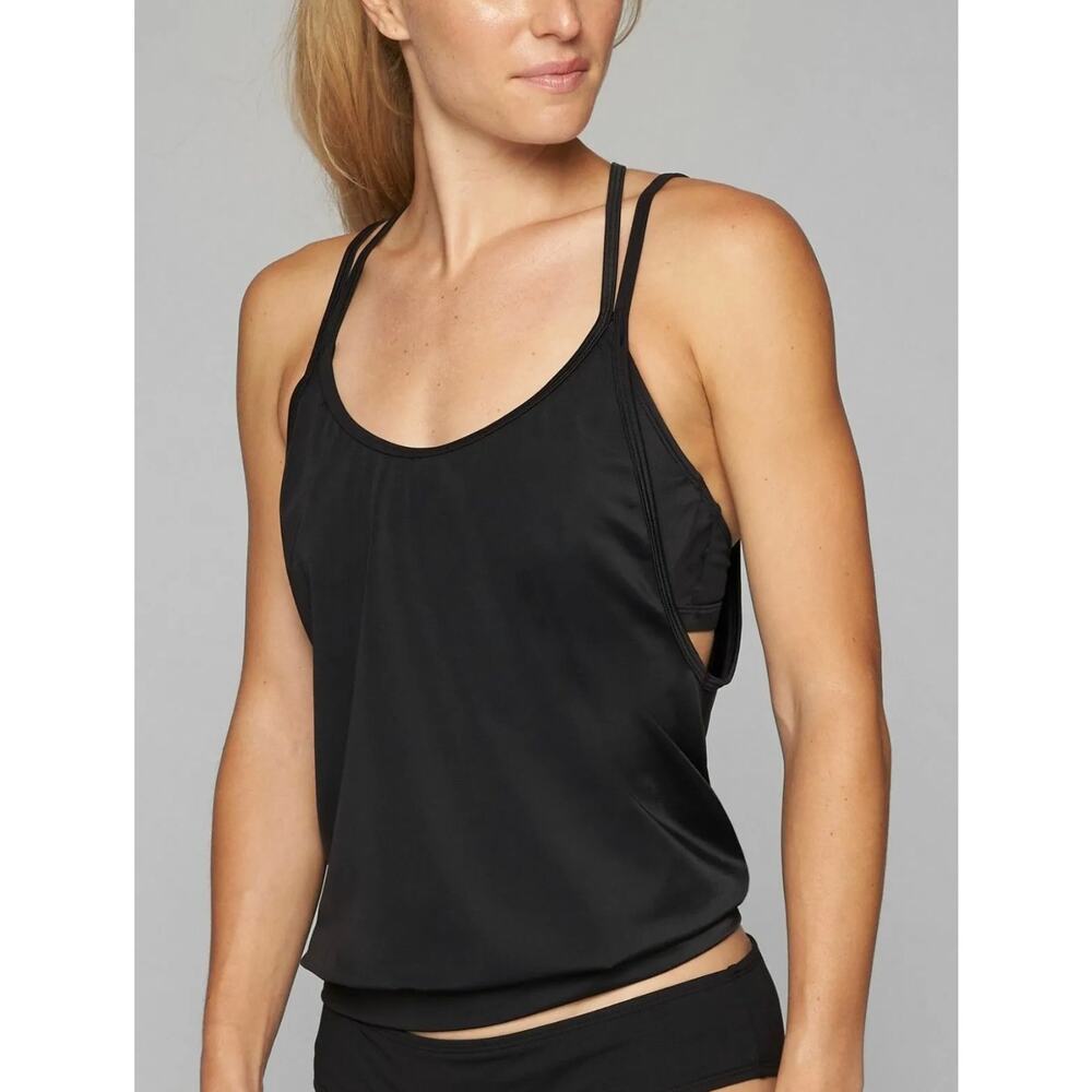 NEW Athleta Bra-Sized Blousy Tankini Top Black 34 D/DD NWT